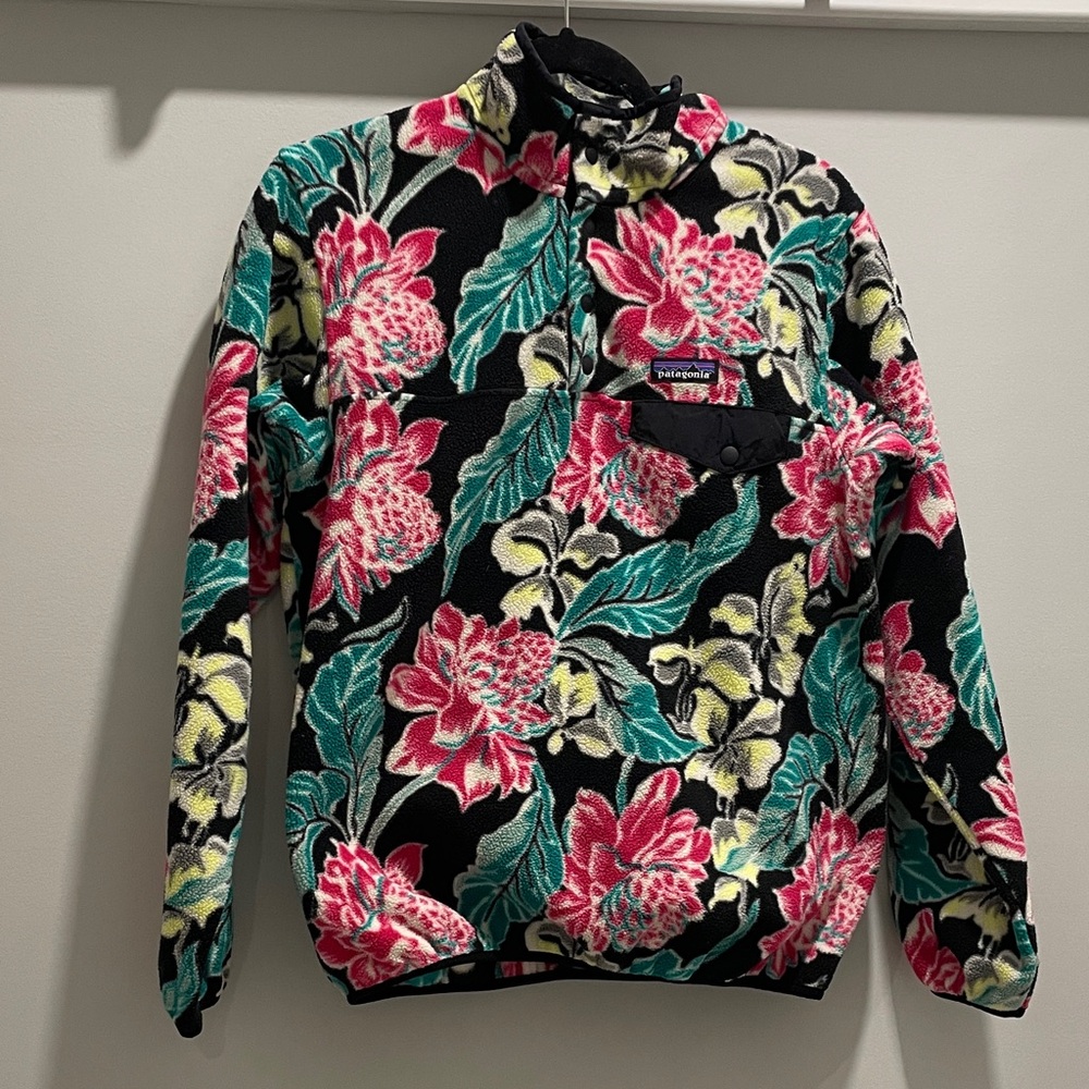 Patagonia Floral Fleece Jacket - Pink, Green, Black